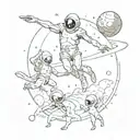 as the painting of the creation of adam with an alien and an astronaut just replace adam and god with them tattoo design idea