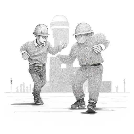 constuction worker dad, son playing soccer, holding hands tattoo design idea