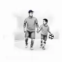 constuction worker dad, son playing soccer, holding hands tattoo design idea