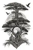 A long difficult road  to the tree of knowledge tattoo design idea