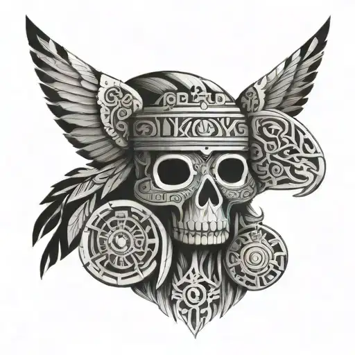 Incorporate symbols of Nazca culture into a black and grey tattoo design tattoo design idea