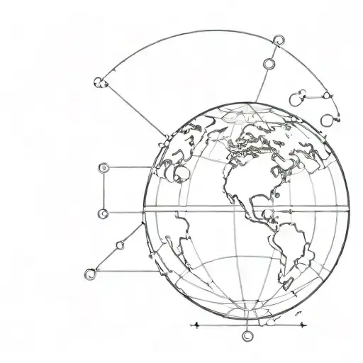 A unique minimalist design of a globe with barbells as latitude and longitude lines, showcasing your interests in travel and the gym tattoo design idea