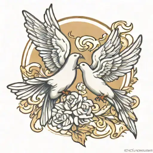 two doves flying tattoo design idea