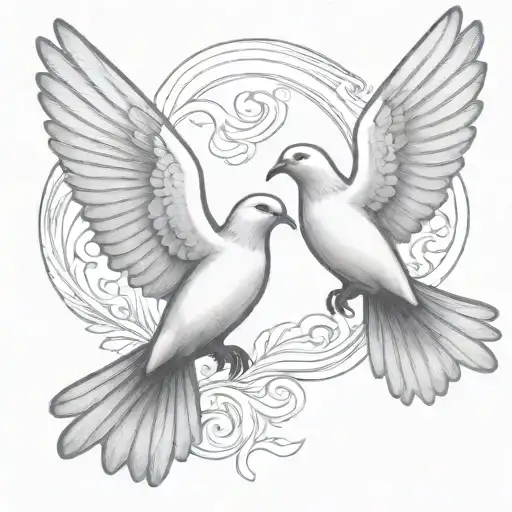 two doves flying tattoo design idea
