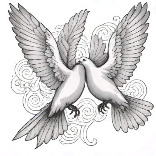 two doves flying tattoo design idea