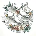 two doves flying tattoo design idea