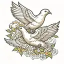 two doves flying tattoo design idea