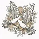 two doves flying tattoo design idea