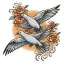 two doves flying tattoo design idea