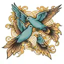 two doves flying tattoo design idea