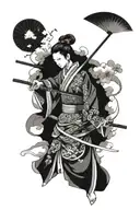 female samurai tattoo design idea