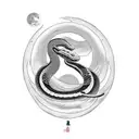black snake and a white snake circling the moon tattoo design idea