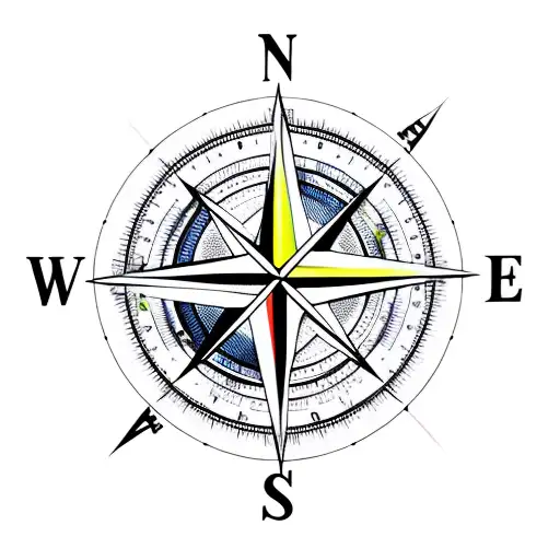 Surrealism Compass True North Online Lines And Tattoo Idea - BlackInk  AI