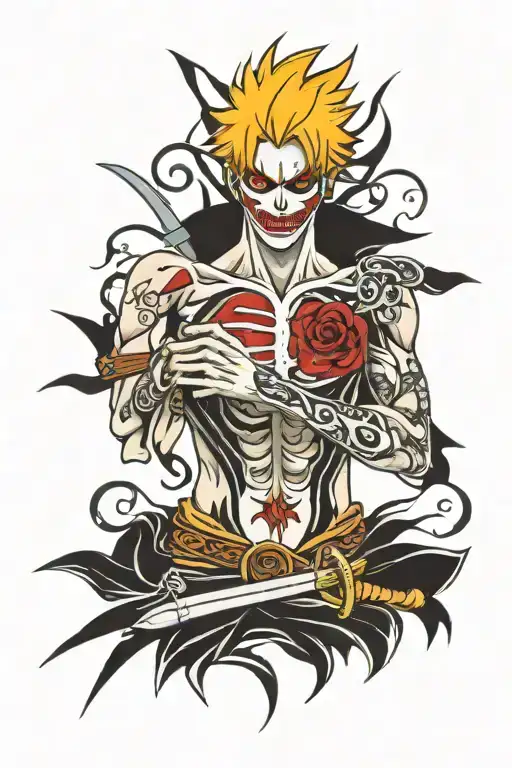 ichigo kurosaki as hollow tattoo design idea
