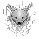 Intricate honey badger design made of interconnected silver coin gears tattoo design idea