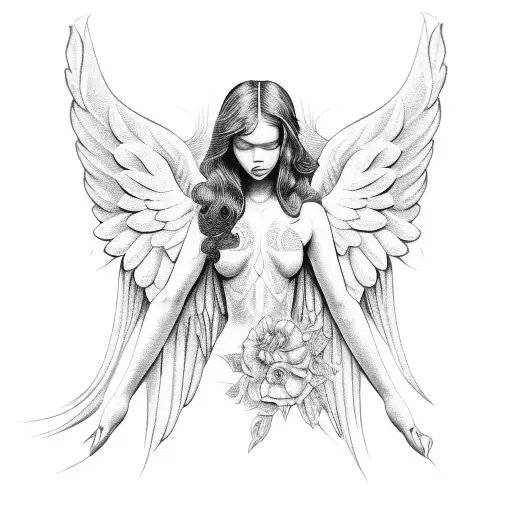 real angel tattoo design idea