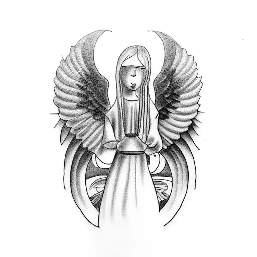 real angel tattoo design idea