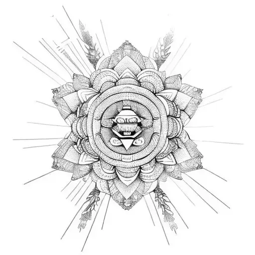 flower geometric goddess bees beehive tattoo design idea
