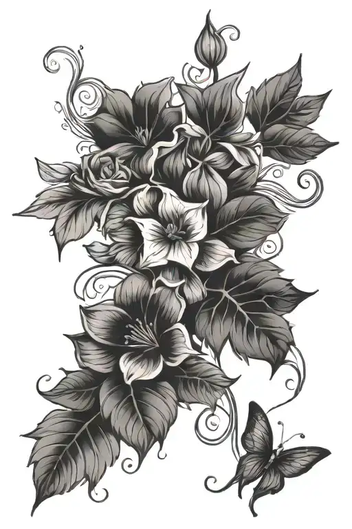 flowers ivy vines tattoo design idea