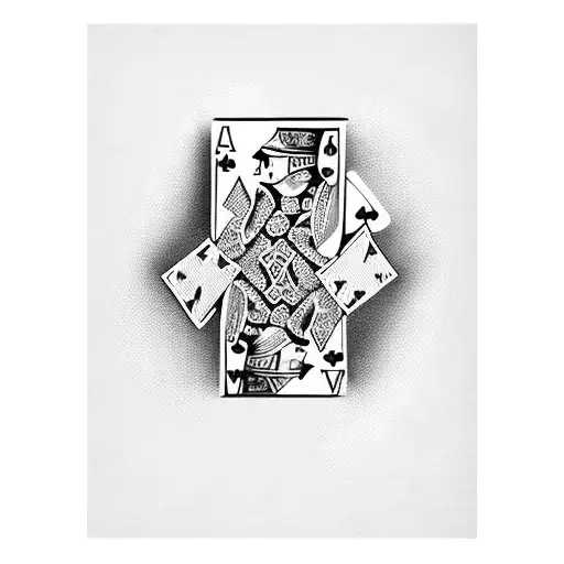 poker hand fanned out, ace of hearts, eight of hearts, two of hearts, seven of hearts, queen of hearts tattoo design idea