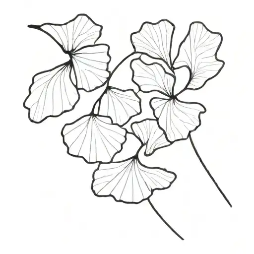 Ginkgo biloba leaves Black and White tattoo design idea