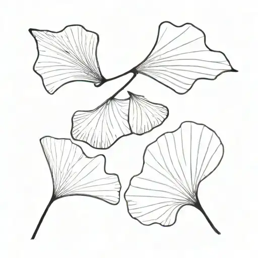 2 leaves of Ginkgo biloba Black and White tattoo design idea