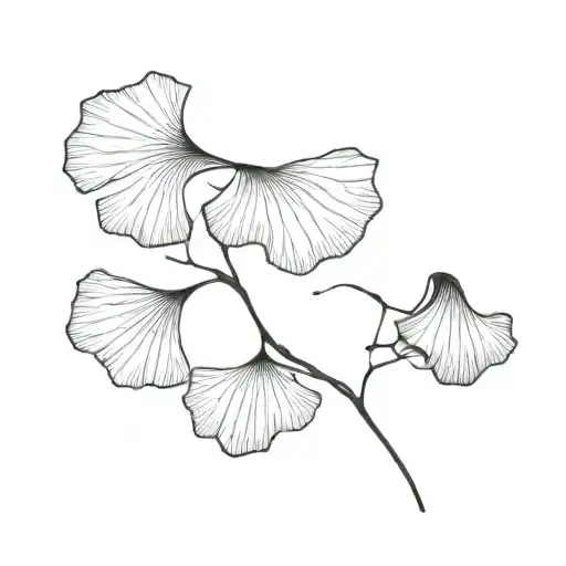 Ginkgo biloba leaves Black and White tattoo design idea
