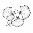 2 leaves of Ginkgo biloba Black and White tattoo design idea