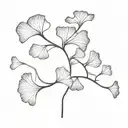 Ginkgo biloba leaves Black and White tattoo design idea