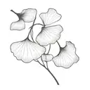 Ginkgo biloba leaves Black and White tattoo design idea