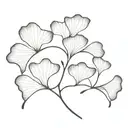 Ginkgo biloba leaves Black and White tattoo design idea