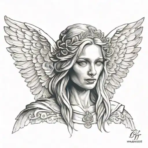Angel portret without face tattoo design idea