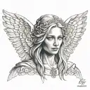 Angel portret without face tattoo design idea
