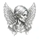 Angel portret without face tattoo design idea