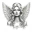 Angel portret without face tattoo design idea