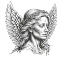 Angel portret without face tattoo design idea