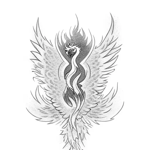 Phoenix rising from flames tattoo design idea