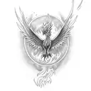 Phoenix rising from flames tattoo design idea
