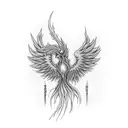 Phoenix rising from flames tattoo design idea