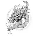 Dragon breathing water tattoo design idea