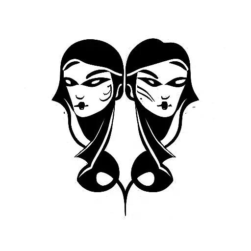 angel and devil, drama masks, gemini, bpd  tattoo design idea