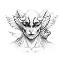 angel and devil, drama masks, gemini, bpd  tattoo design idea