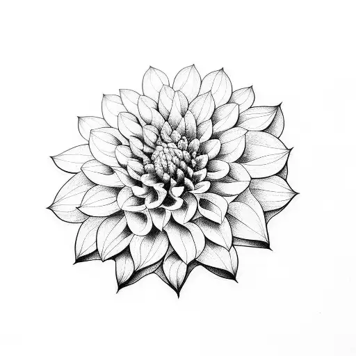 Abstract art inspired by the beauty of a Dahlia flower in solitude tattoo design idea