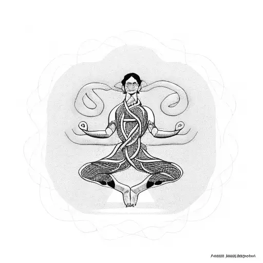 A powerful yoga pose intertwined with tree branches, representing strength and balance tattoo design idea