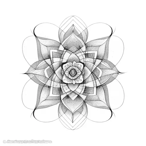 abstract flower representing loneliness in a minimalist geometric style  tattoo design idea