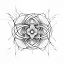 two abstract intertwining flowers representing loneliness in a minimalist geometric style  tattoo design idea