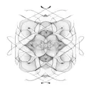 two abstract intertwining flowers representing loneliness in a minimalist geometric style  tattoo design idea