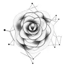 two abstract intertwining flowers representing loneliness in a minimalist geometric style  tattoo design idea