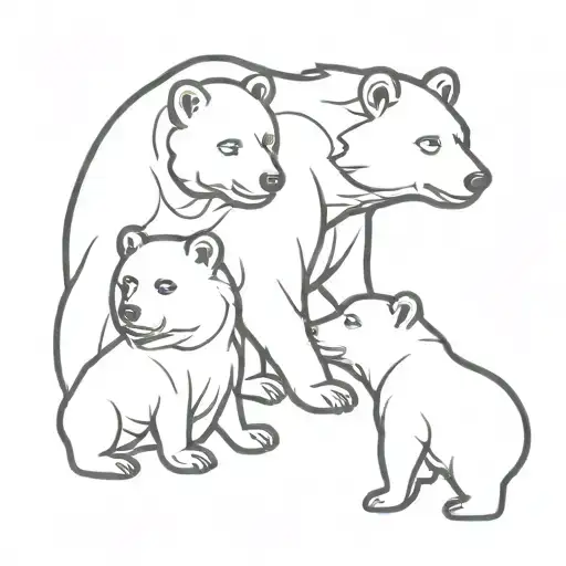3 bears facing each other tattoo design idea