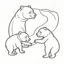 3 bears facing each other tattoo design idea